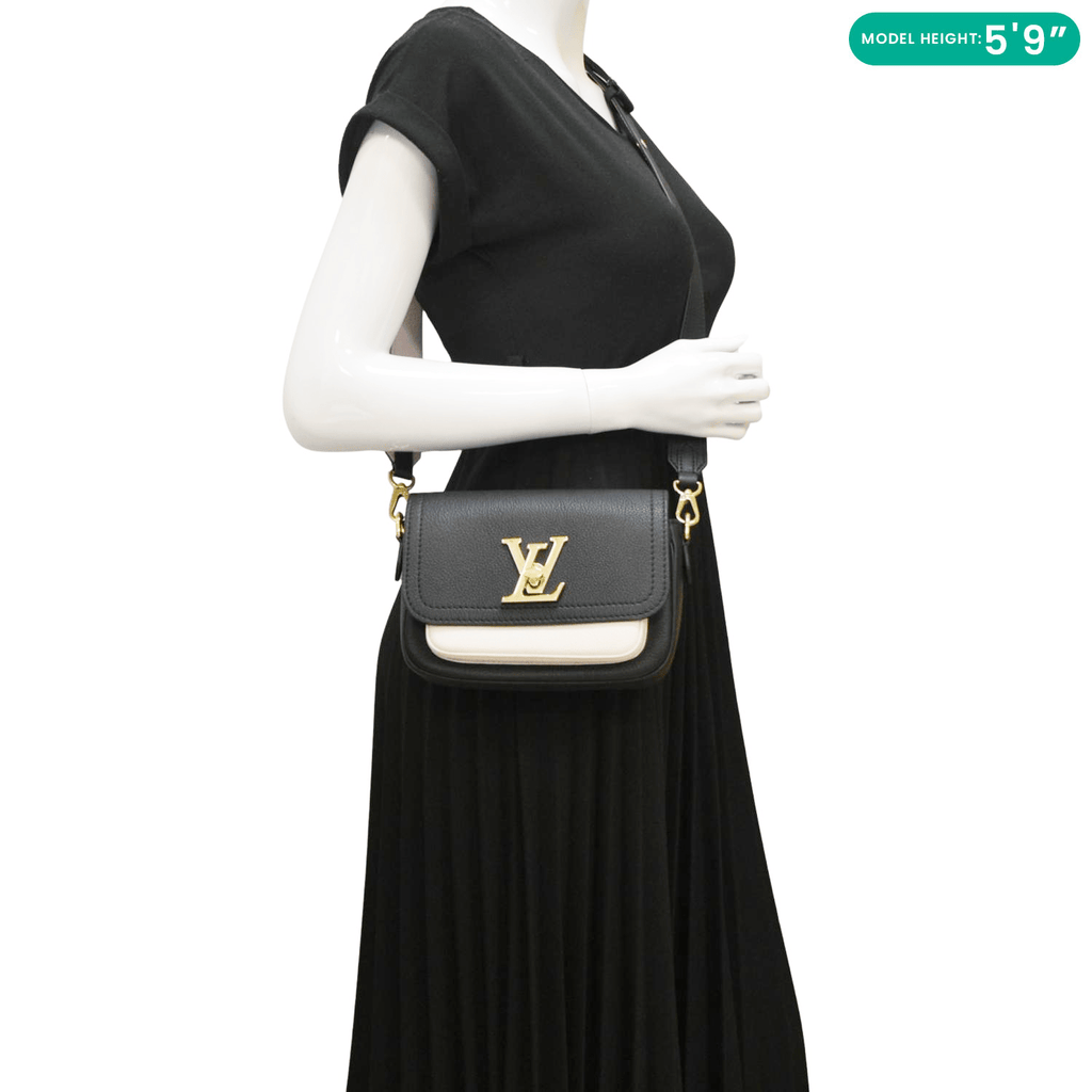 LOUIS VUITTON Lockme Tender Grained Calfskin Leather Shoulder Bag Black