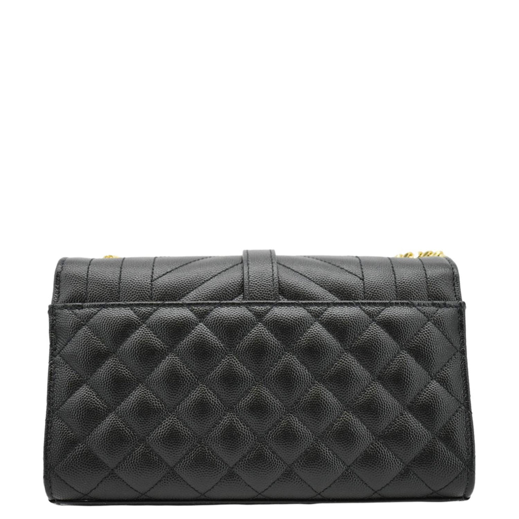 YVES SAINT LAURENT Envelope Leather Chain Crossbody Bag Small Black