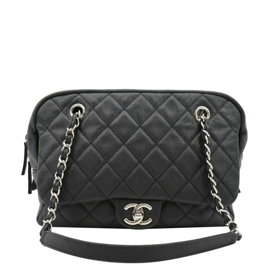 Chanel Camera Quilted Caviar Leather Shoulder Bag Black