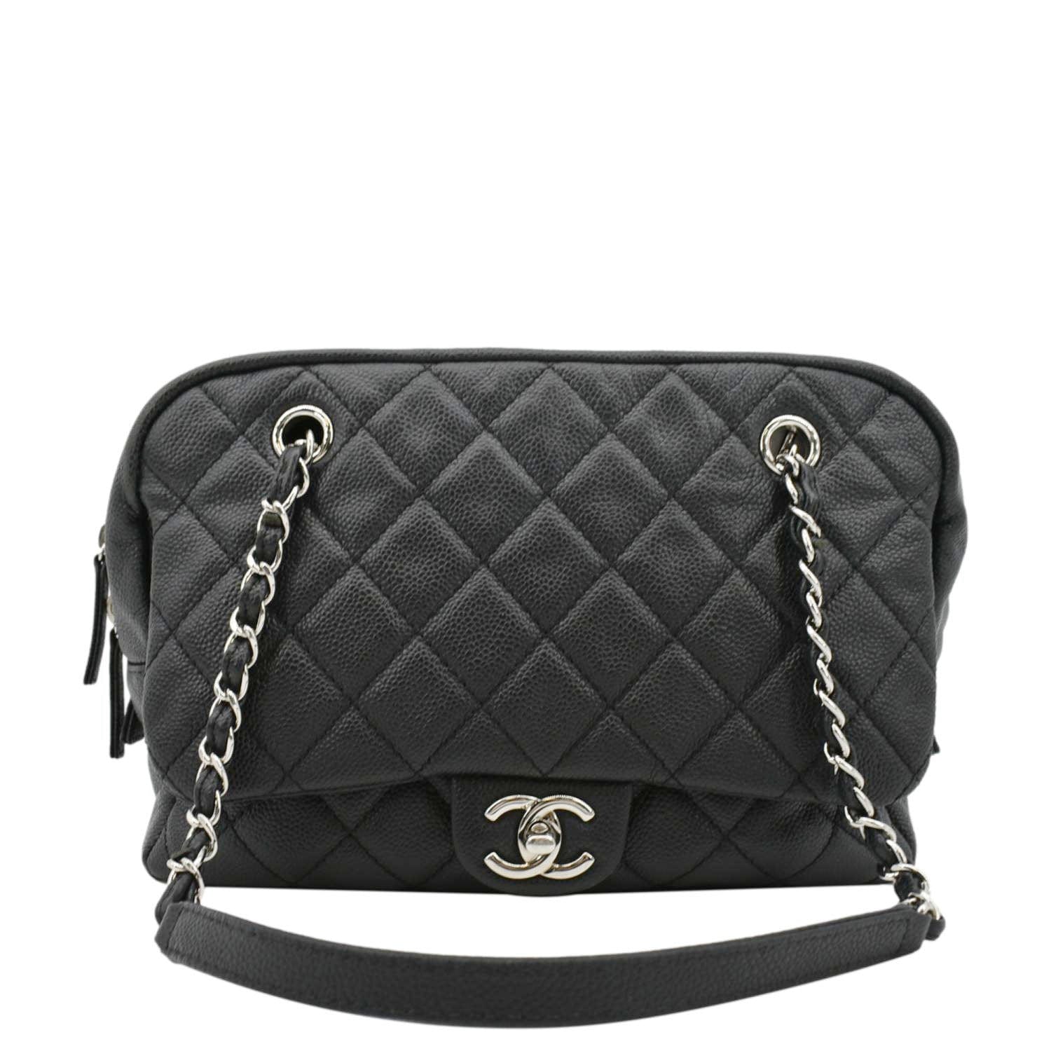Chanel Camera Quilted Caviar Leather Shoulder Bag Black
