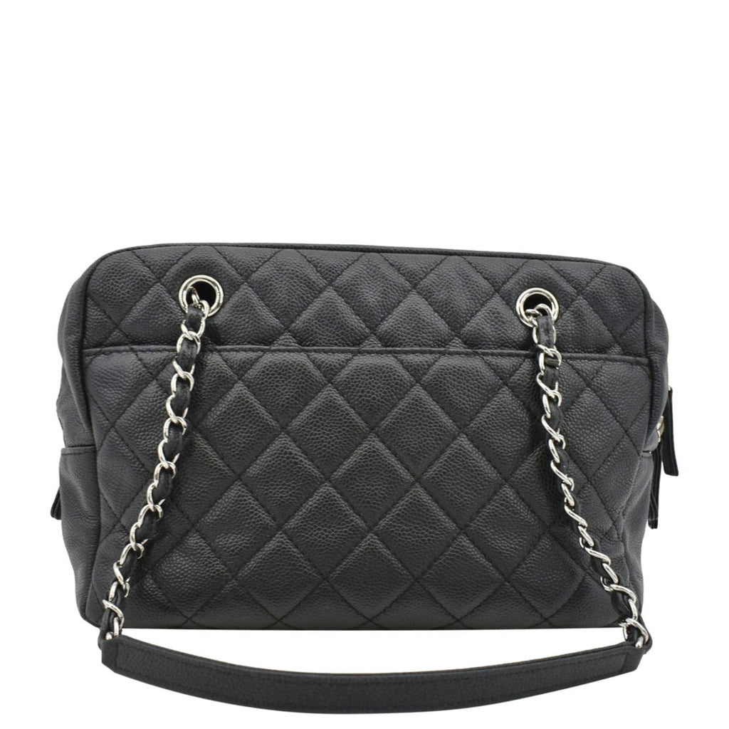 Chanel Camera Quilted Caviar Leather Shoulder Bag Black