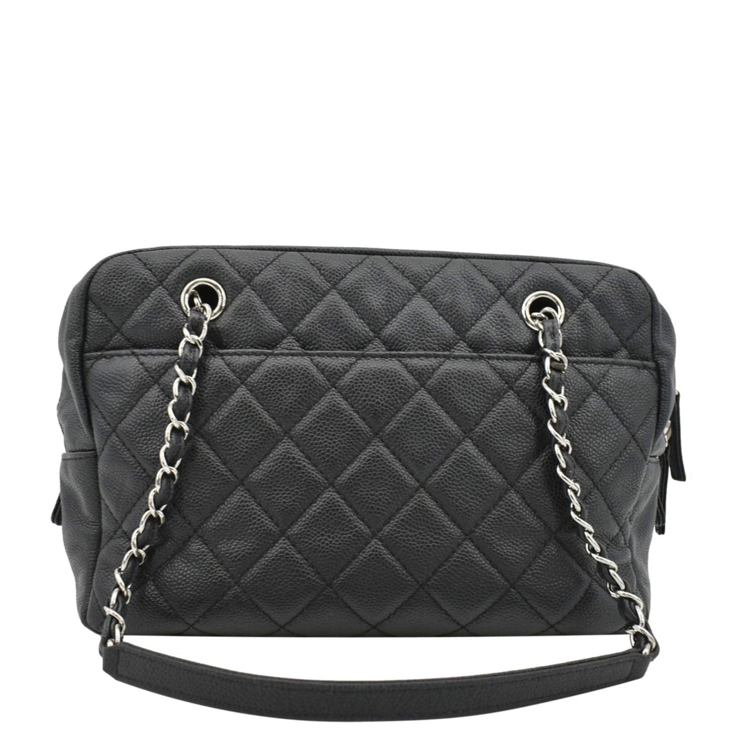Chanel Camera Quilted Caviar Leather Shoulder Bag Black