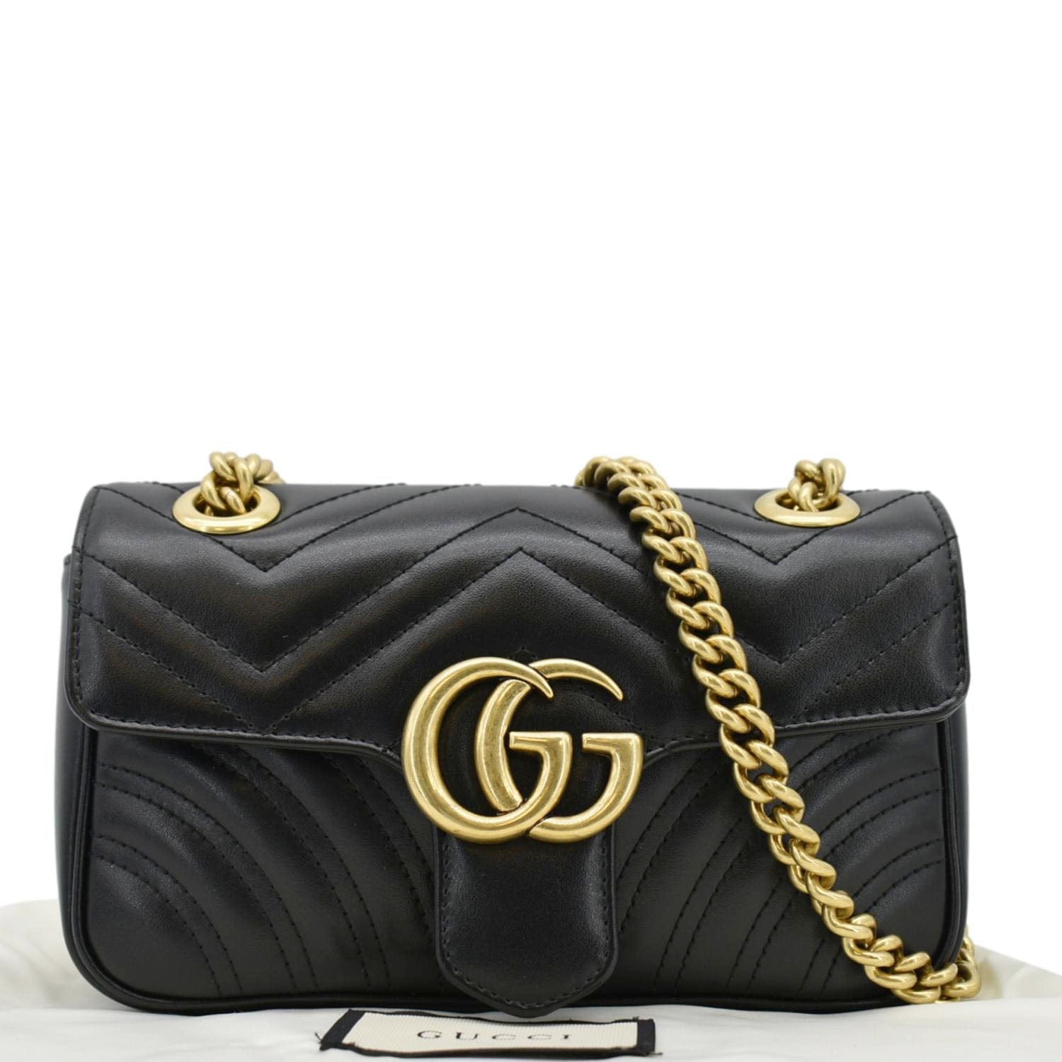 GUCCI Gucci Marmont Mini Leather Shoulder Bag Black 446744