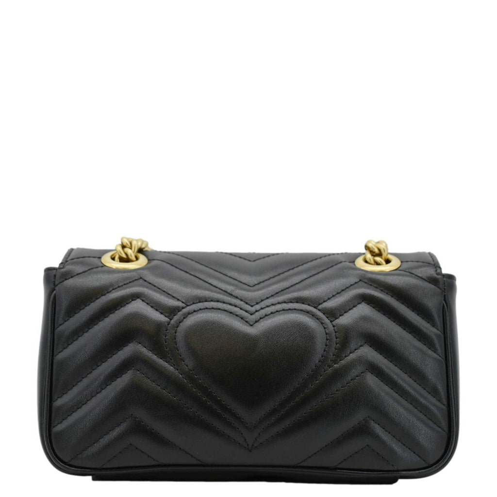 GUCCI Gucci Marmont Mini Leather Shoulder Bag Black 446744