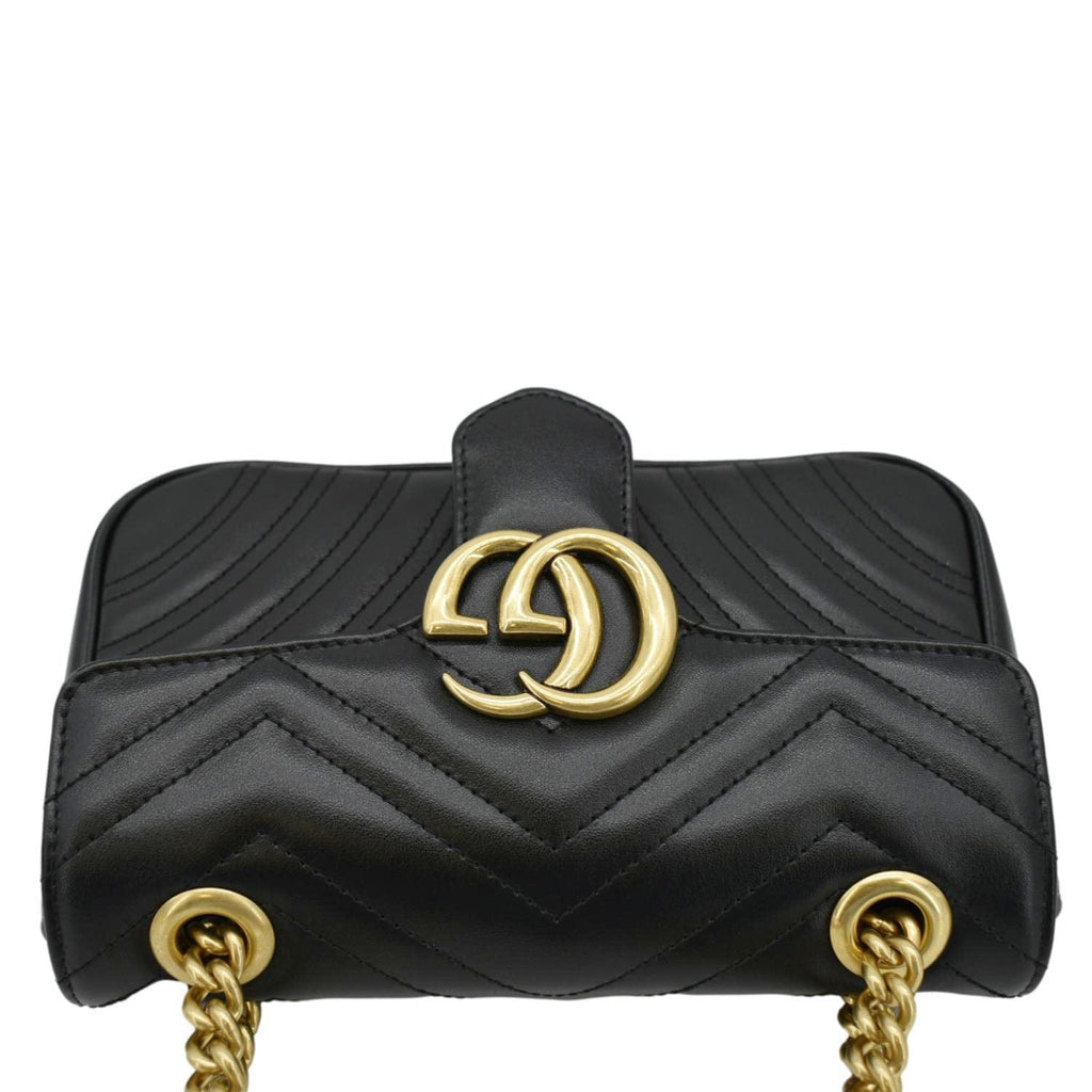 GUCCI Gucci Marmont Mini Leather Shoulder Bag Black 446744