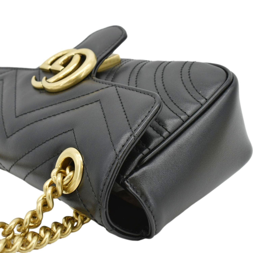 GUCCI Gucci Marmont Mini Leather Shoulder Bag Black 446744