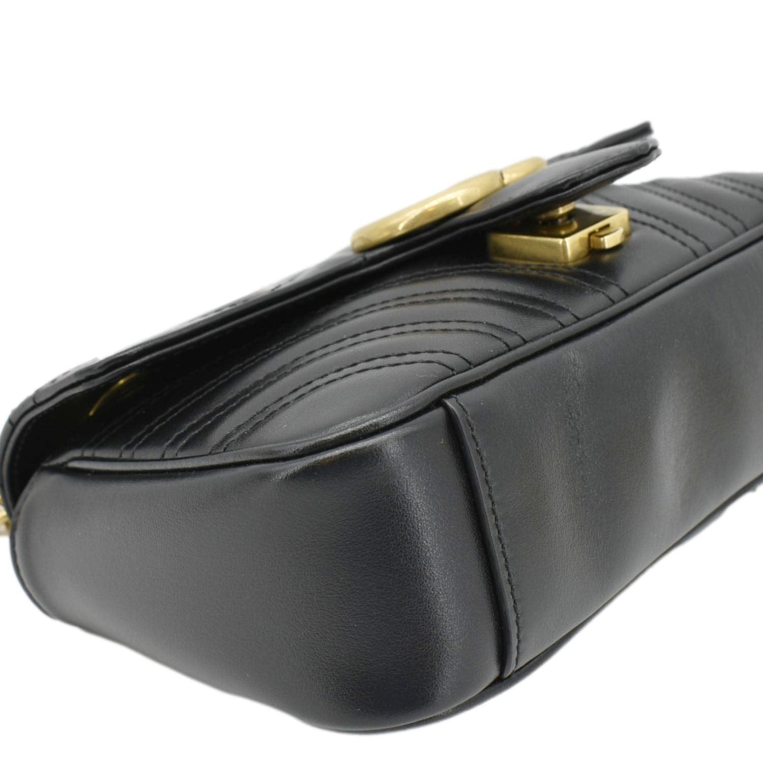 GUCCI Gucci Marmont Mini Leather Shoulder Bag Black 446744