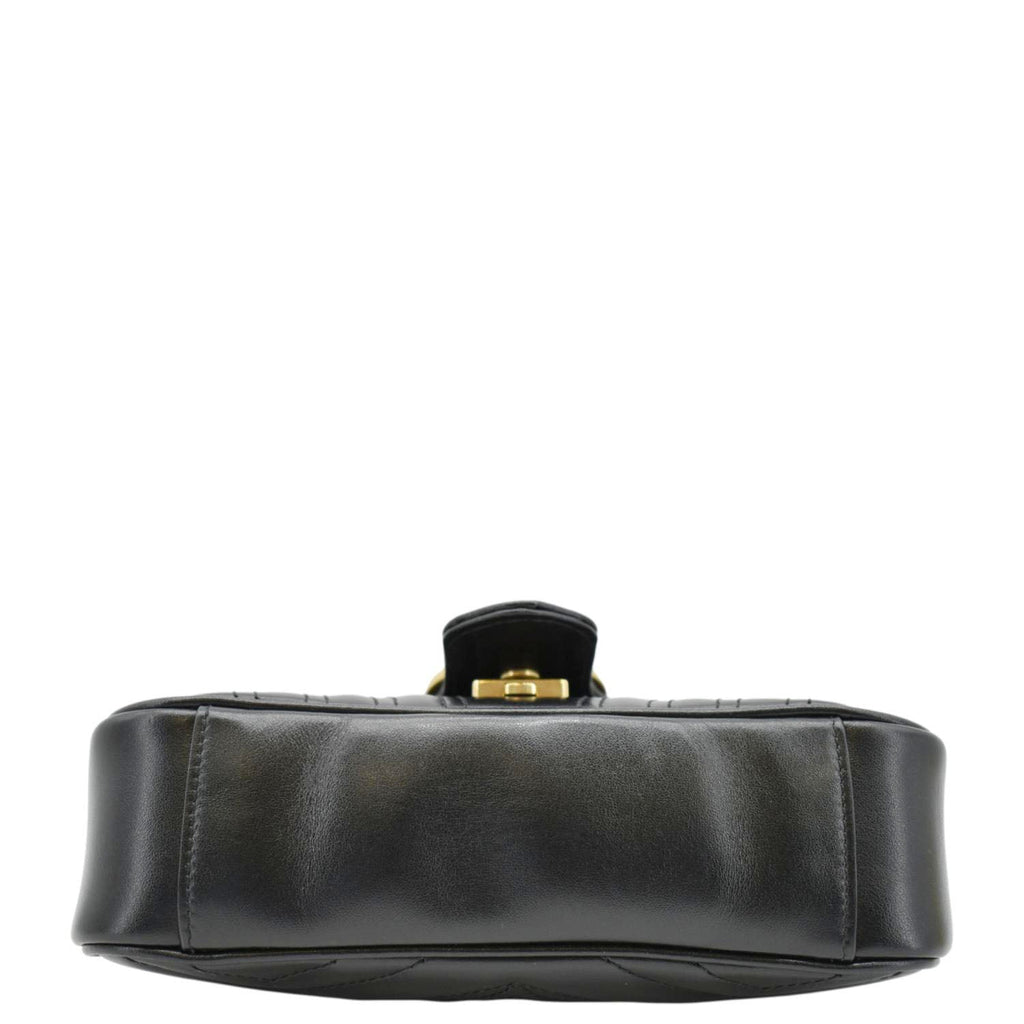 GUCCI Gucci Marmont Mini Leather Shoulder Bag Black 446744