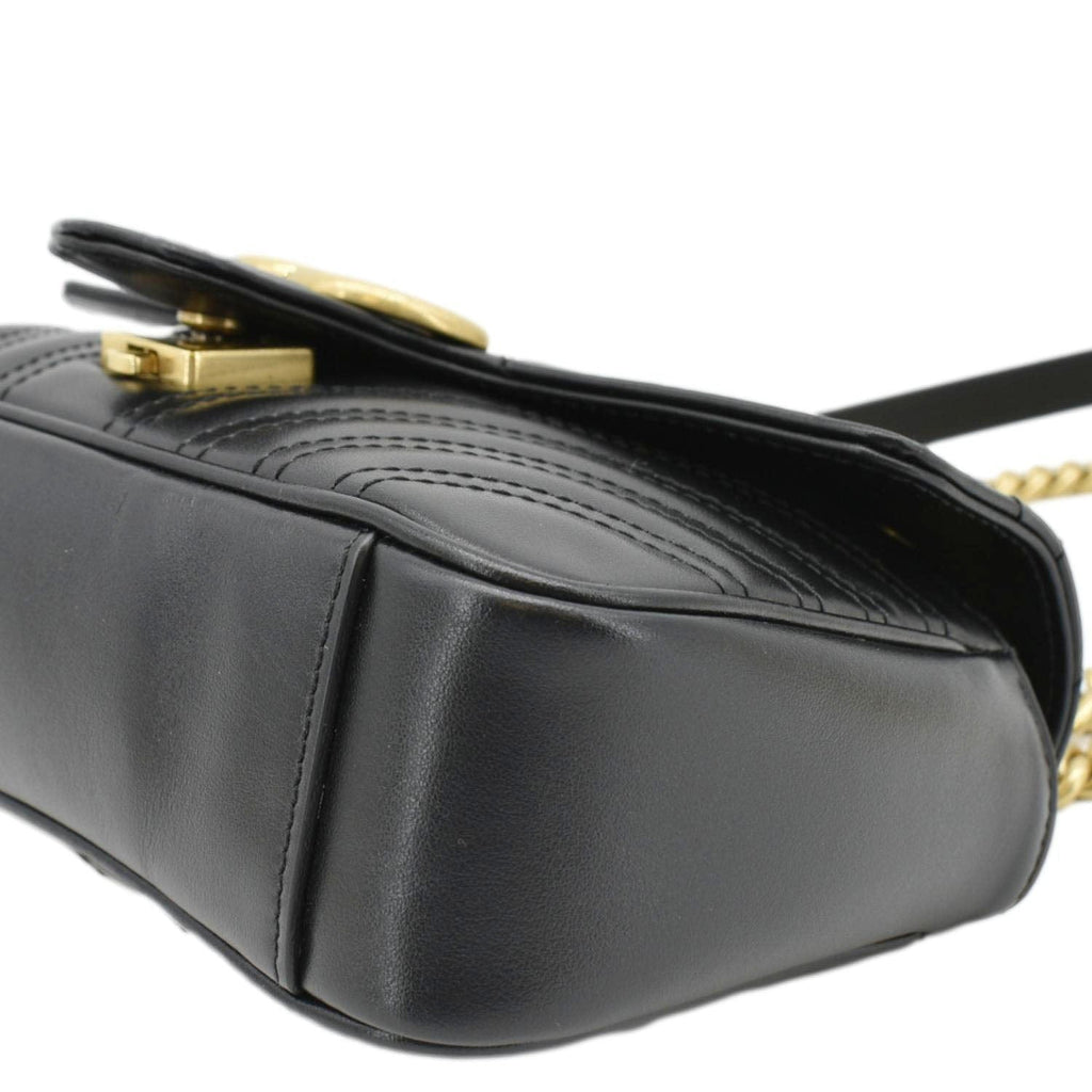 GUCCI Gucci Marmont Mini Leather Shoulder Bag Black 446744