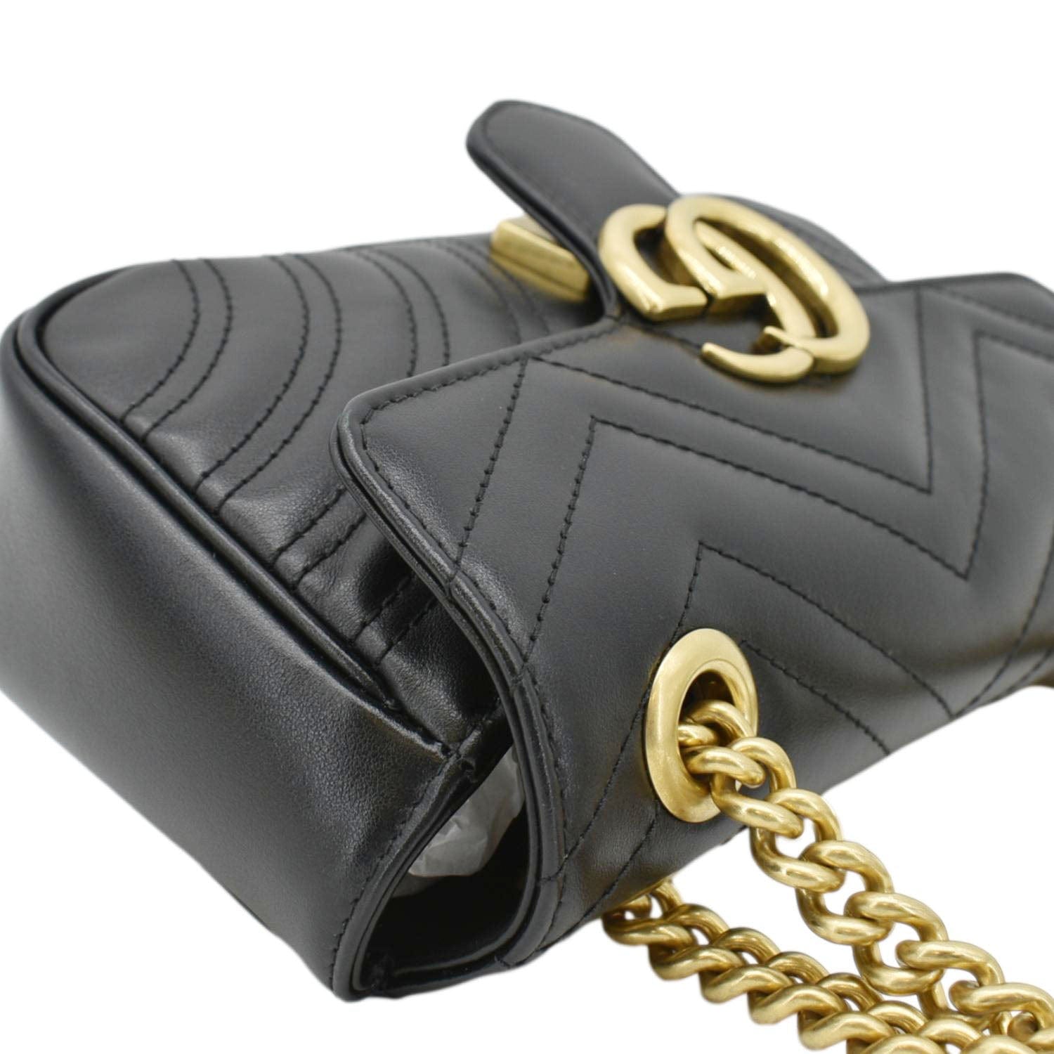 GUCCI Gucci Marmont Mini Leather Shoulder Bag Black 446744