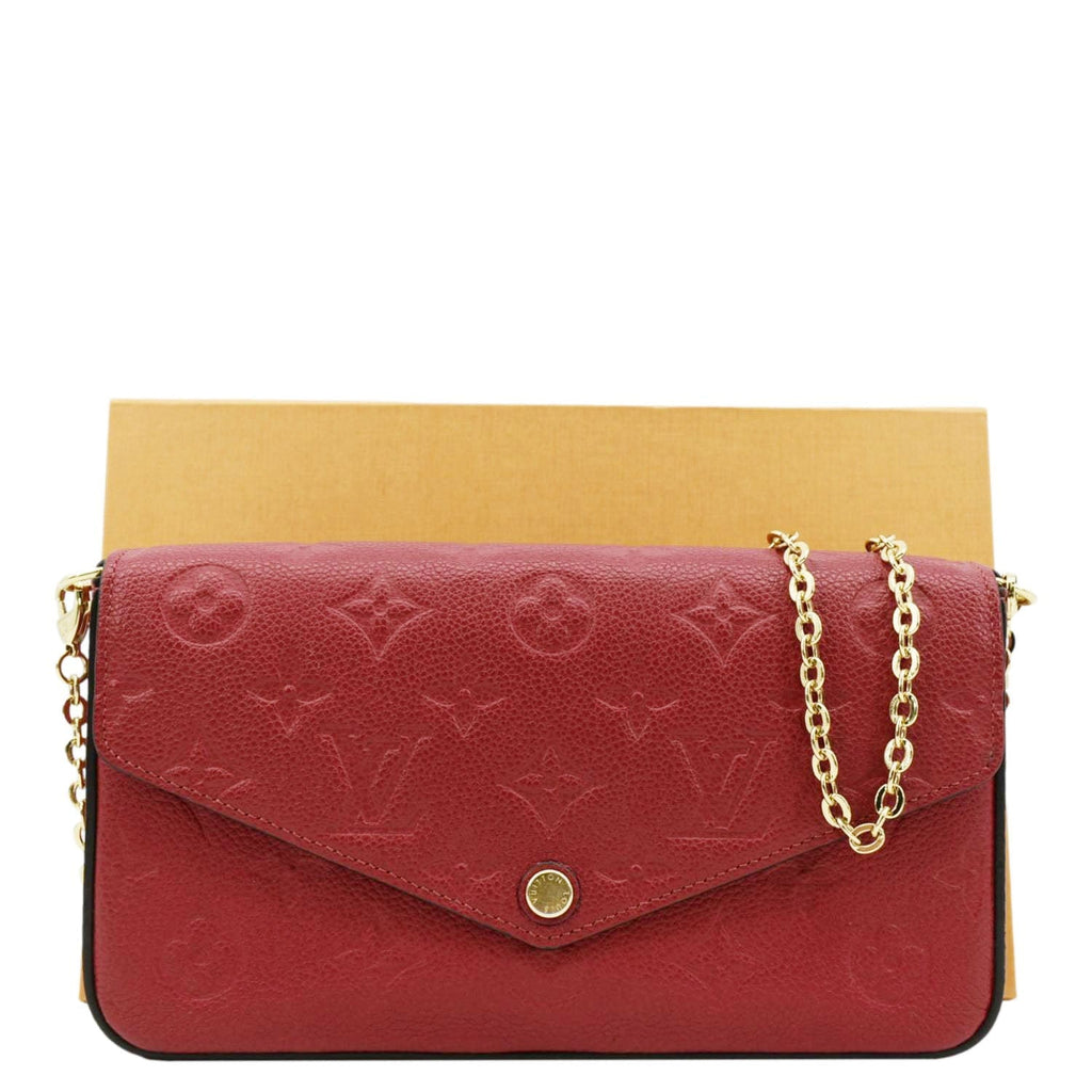 LOUIS VUITTON Felicie Monogram Empreinte Leather Pochette Crossbody Bag Red