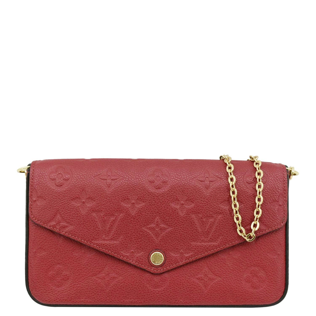 LOUIS VUITTON Felicie Monogram Empreinte Leather Pochette Crossbody Bag Red