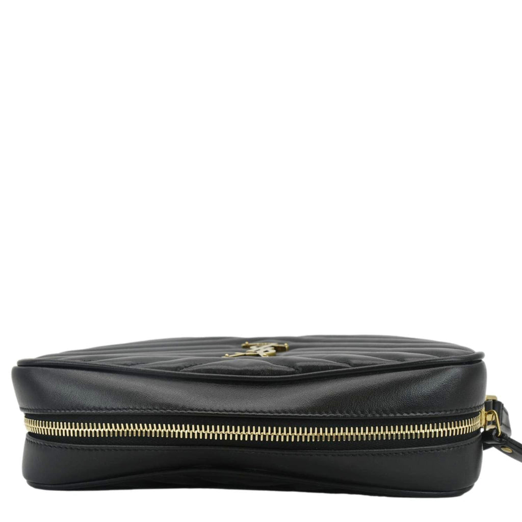 YVES SAINT LAURENT Lou Camera Chevron Leather Crossbody Bag Black