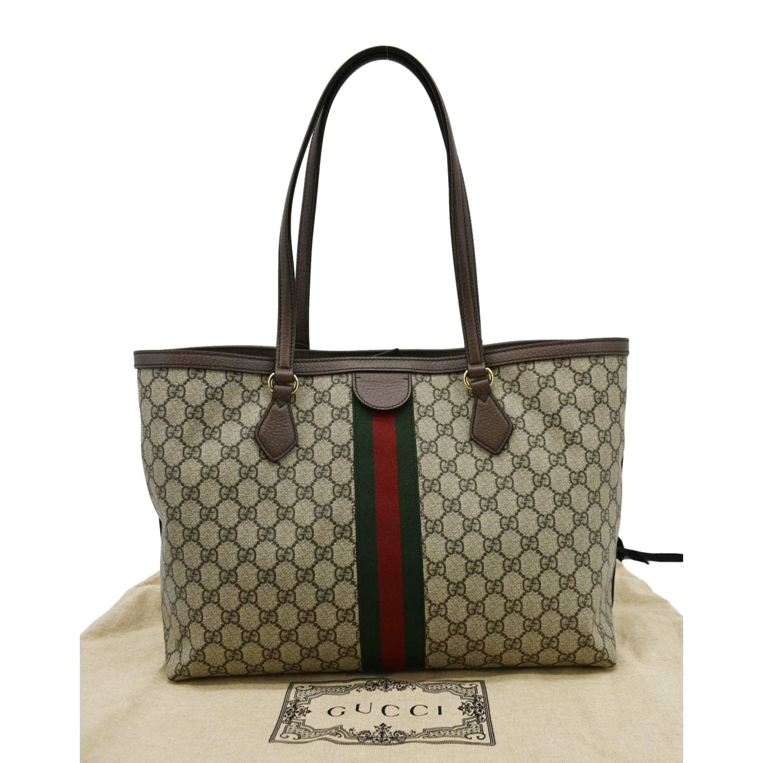 GUCCI Ophidia  Medium Gucci Supreme Tote Shoulder Bag Beige 631685