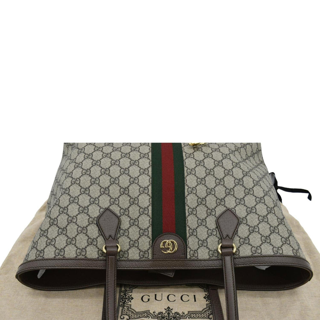 GUCCI Ophidia  Medium Gucci Supreme Tote Shoulder Bag Beige 631685