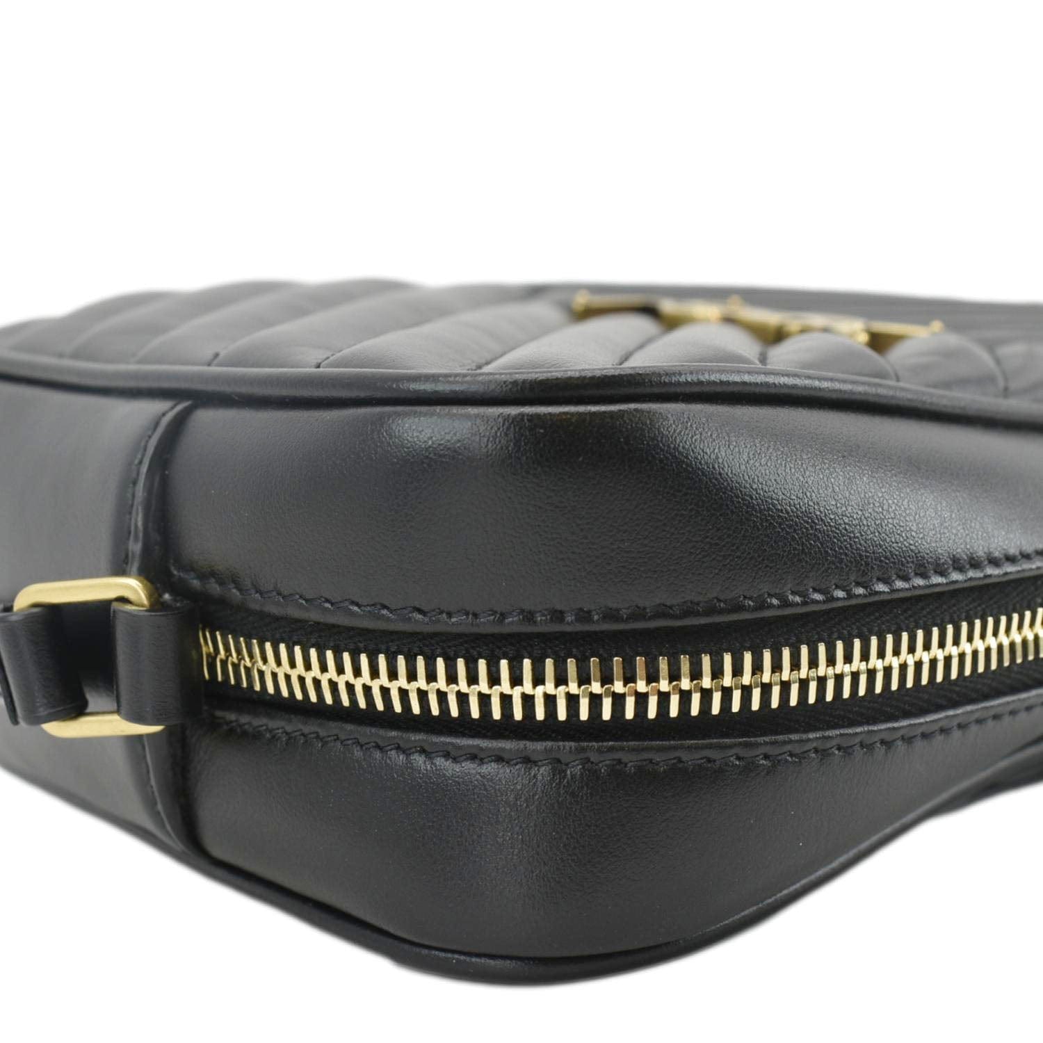 YVES SAINT LAURENT Lou Camera Chevron Leather Crossbody Bag Black