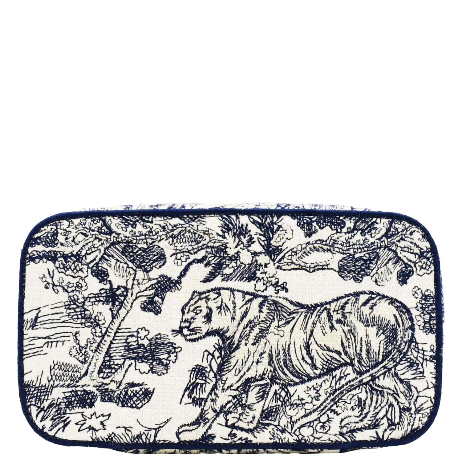 CHRISTIAN DIOR Travel Oblique Embroidery Canvas Vanity Case Blue