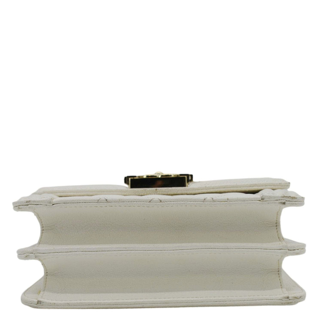 Chanel North South Boy Quilted  Leather Crossbody Bag White