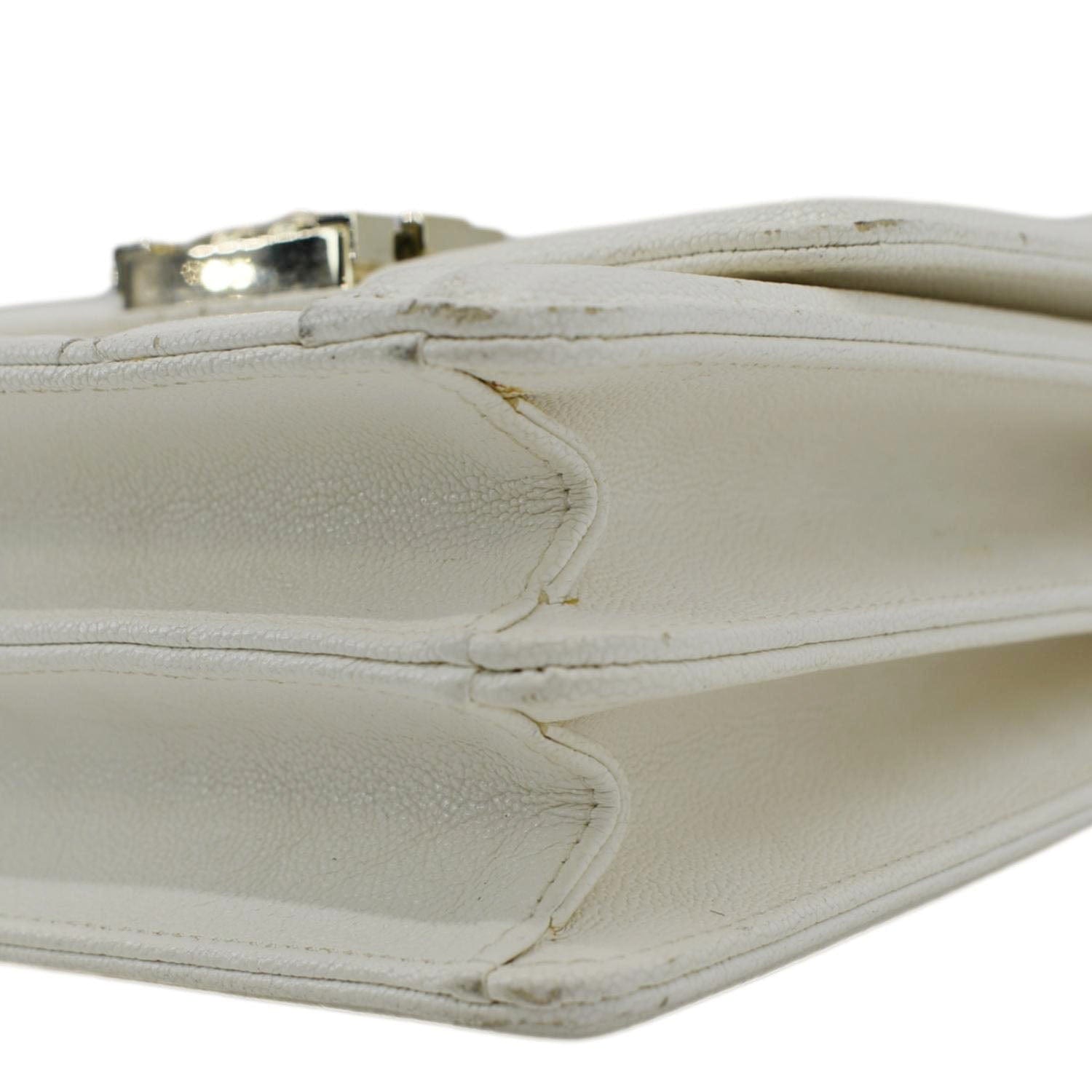 Chanel North South Boy Quilted  Leather Crossbody Bag White