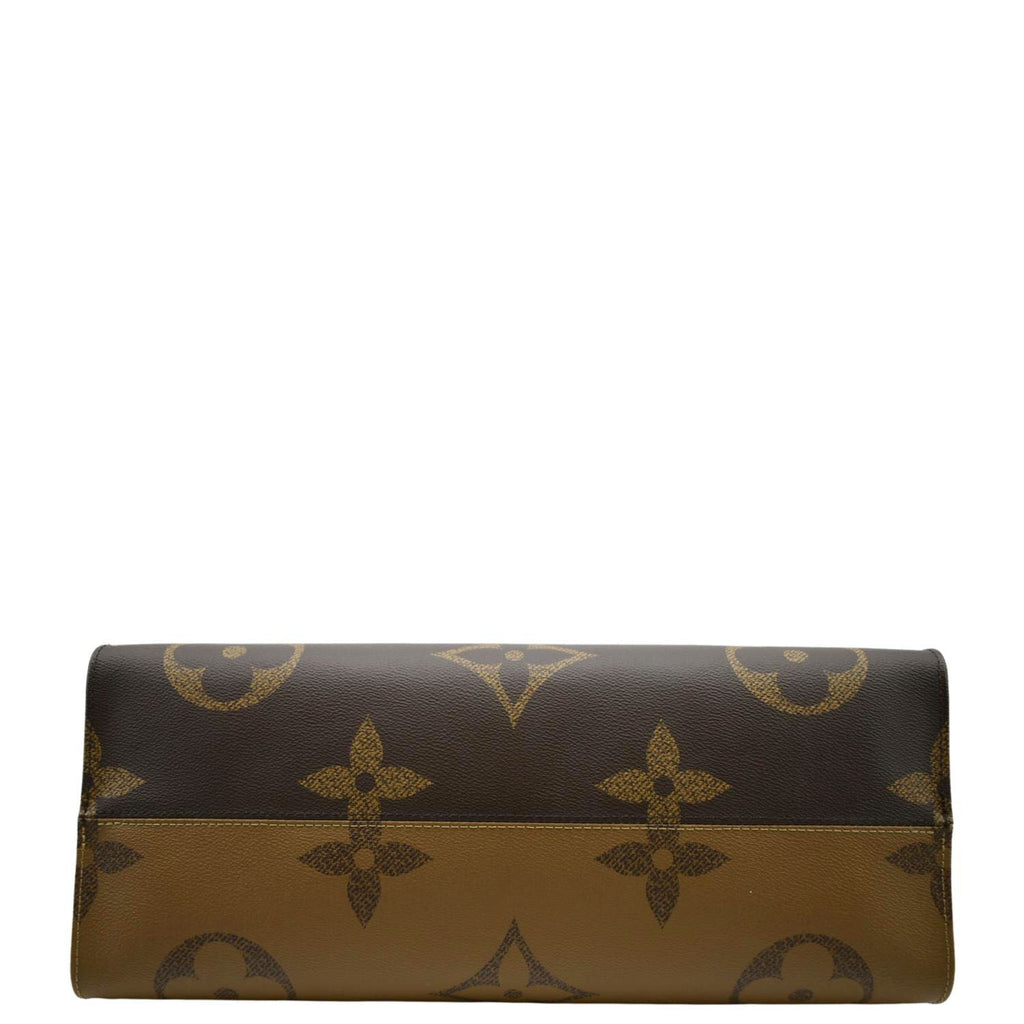 LOUIS VUITTON Onthego GM Giant Monogram Canvas Tote Bag Brown