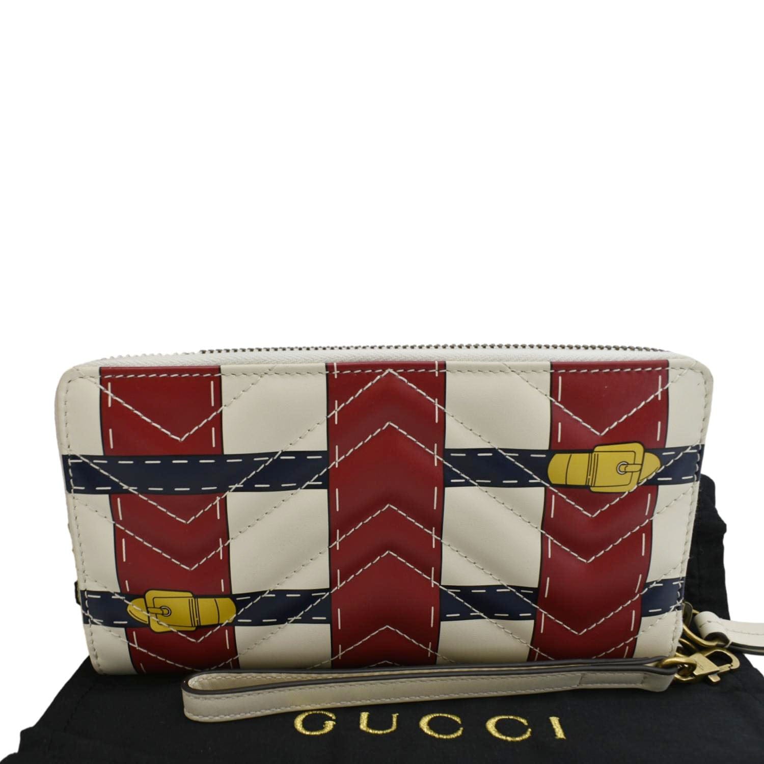 GUCCI Gucci Marmont Trompe L'Oeil Print Matelasse Leather Zip Around Wallet Multicolor 466490