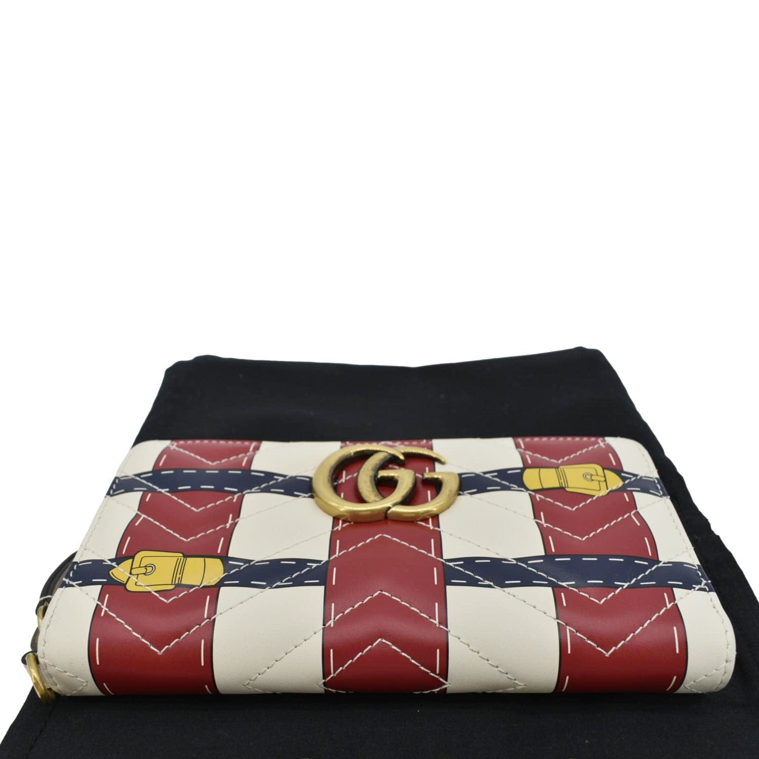 GUCCI Gucci Marmont Trompe L'Oeil Print Matelasse Leather Zip Around Wallet Multicolor 466490