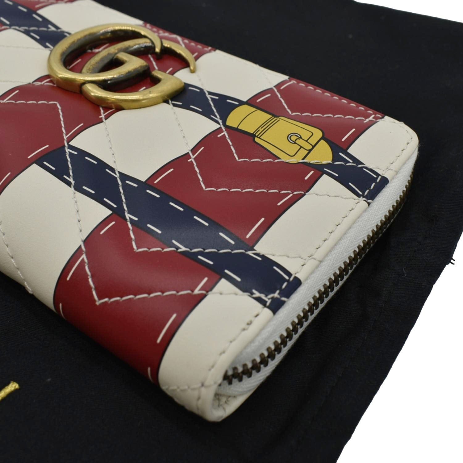 GUCCI Gucci Marmont Trompe L'Oeil Print Matelasse Leather Zip Around Wallet Multicolor 466490