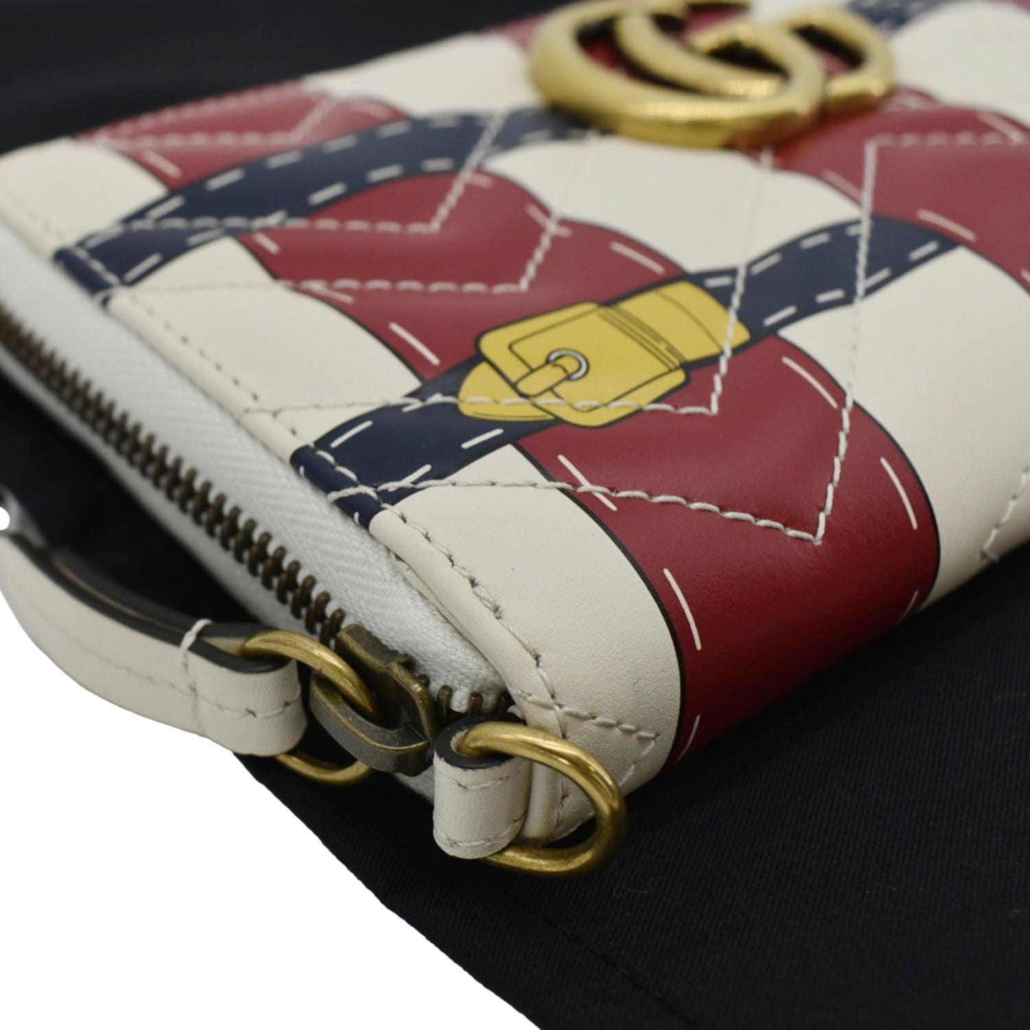 GUCCI Gucci Marmont Trompe L'Oeil Print Matelasse Leather Zip Around Wallet Multicolor 466490
