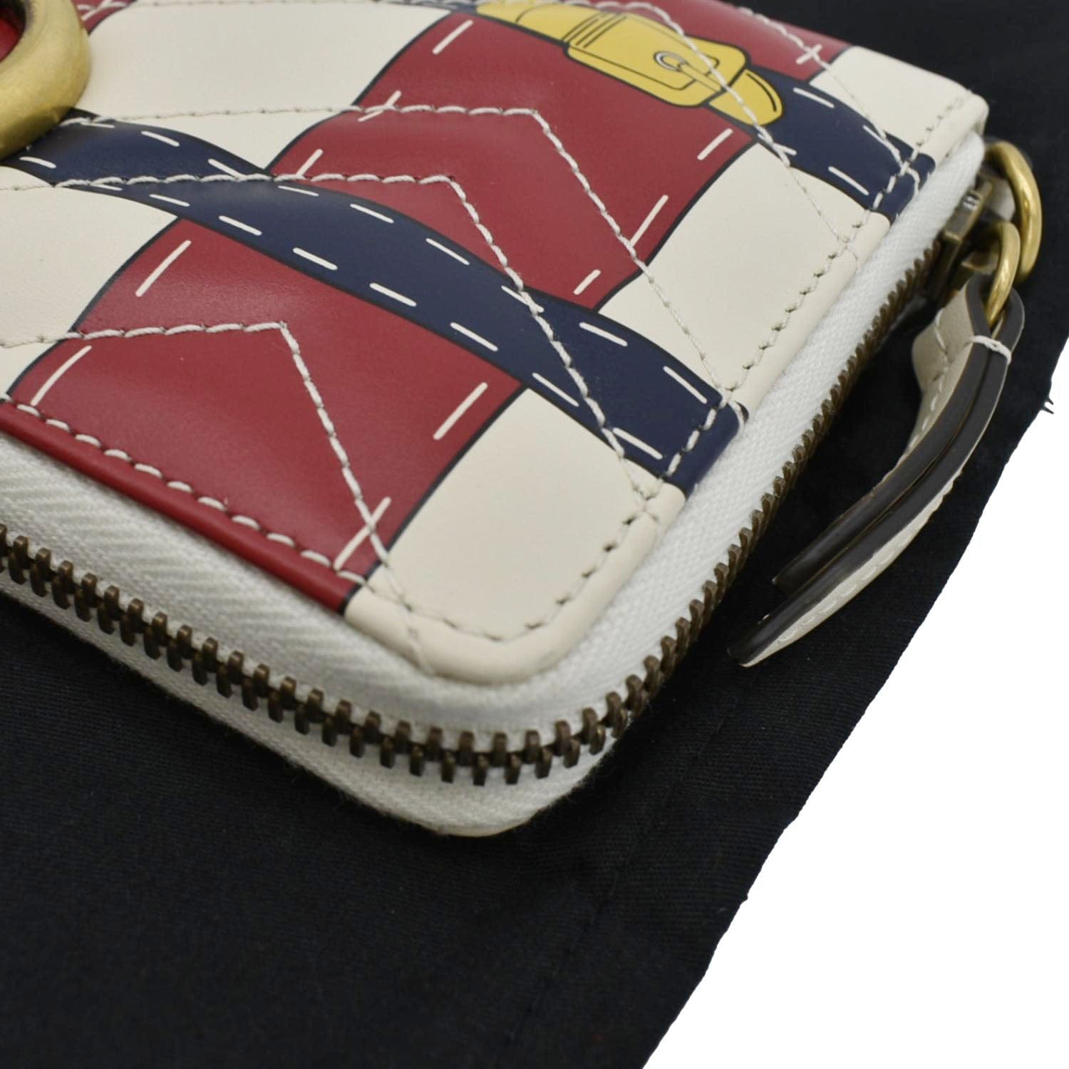 GUCCI Gucci Marmont Trompe L'Oeil Print Matelasse Leather Zip Around Wallet Multicolor 466490
