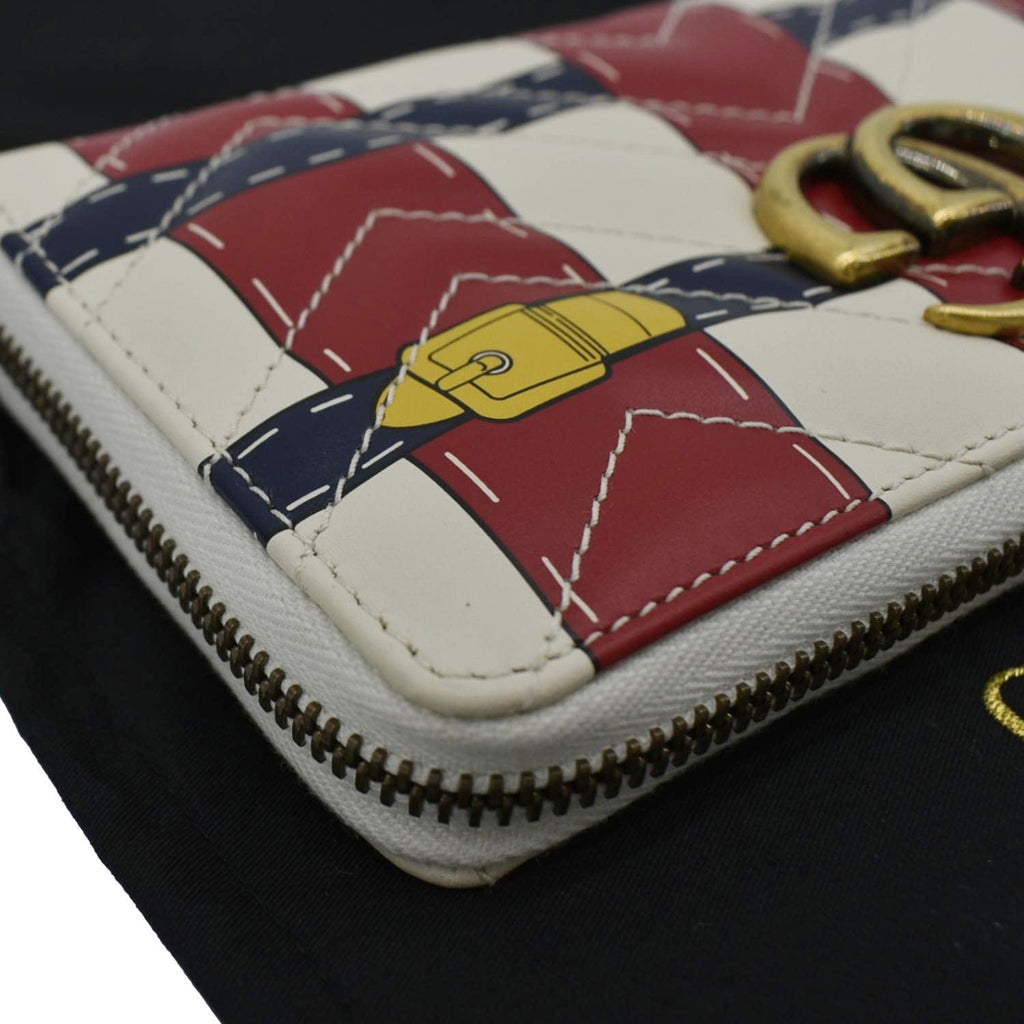 GUCCI Gucci Marmont Trompe L'Oeil Print Matelasse Leather Zip Around Wallet Multicolor 466490