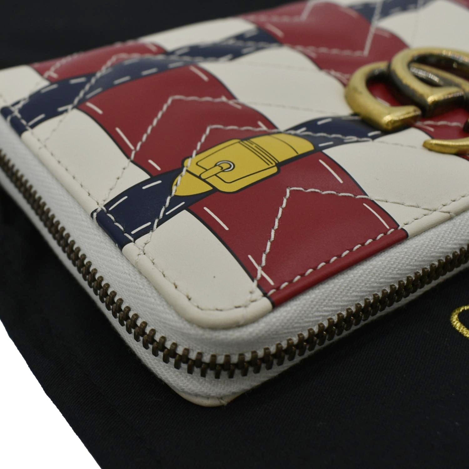 GUCCI Gucci Marmont Trompe L'Oeil Print Matelasse Leather Zip Around Wallet Multicolor 466490