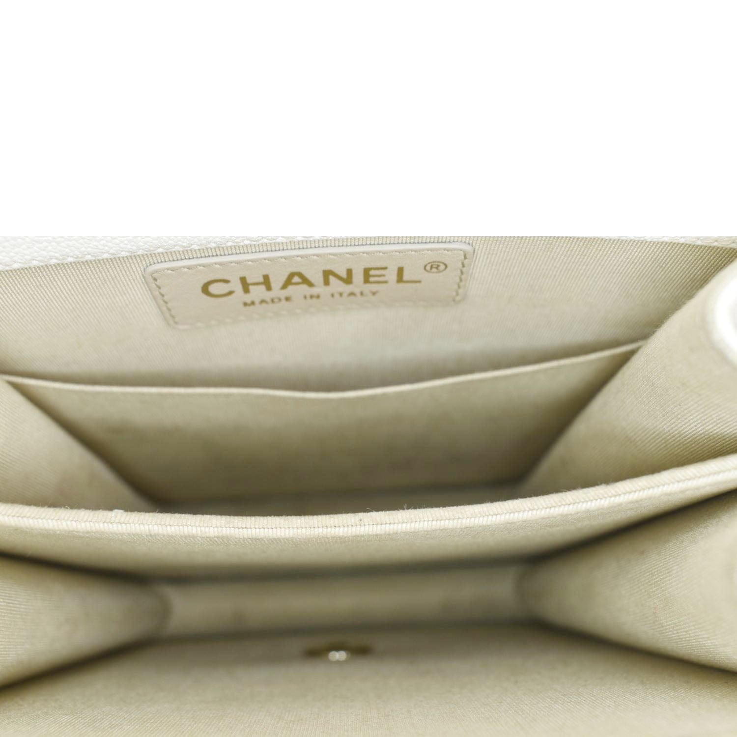 Chanel North South Boy Quilted  Leather Crossbody Bag White