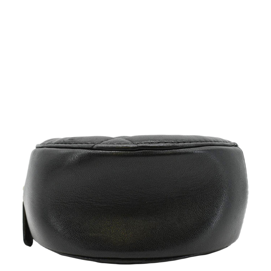 Chanel 19 Round Quilted Leather Clutch Crossbody Bag Black