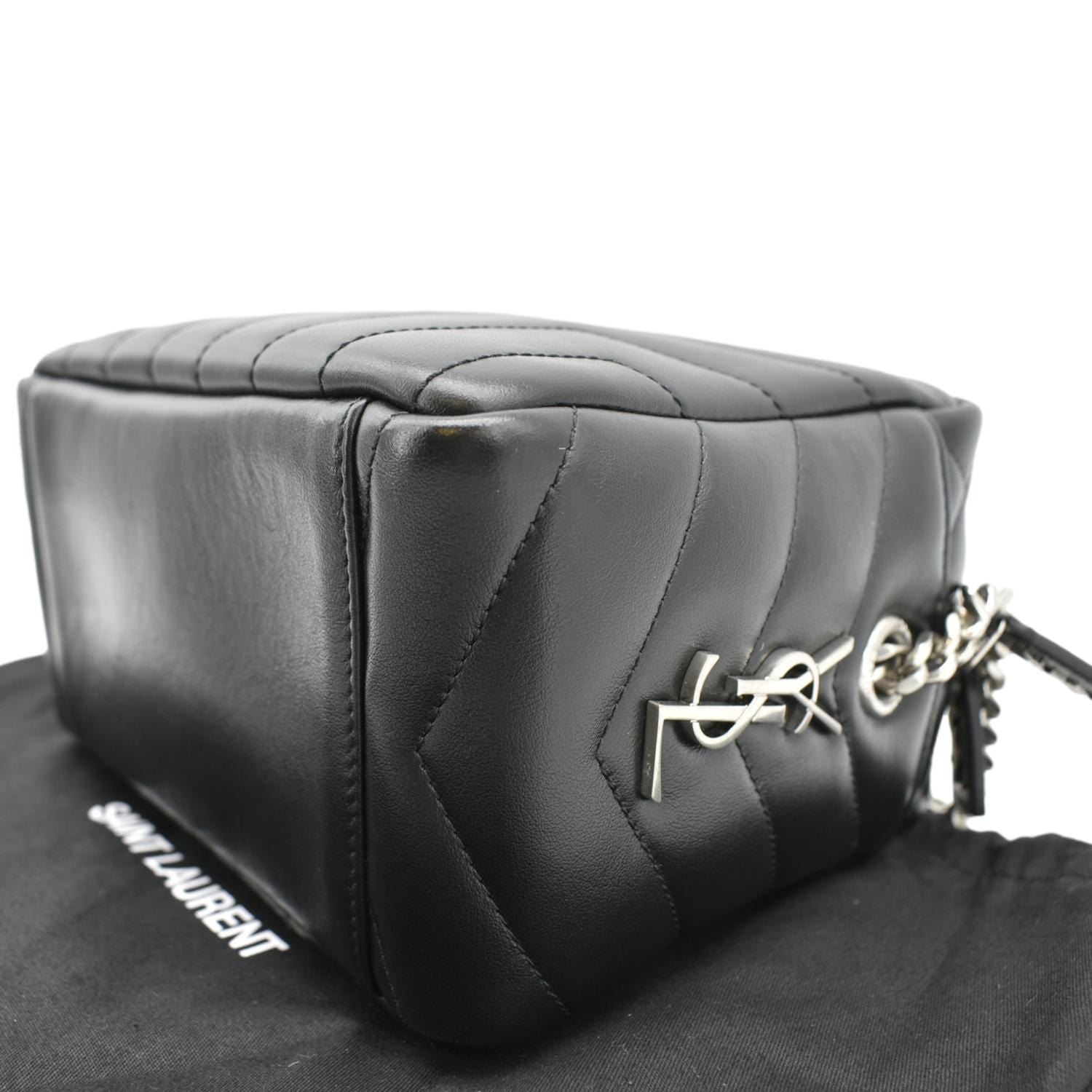 YVES SAINT LAURENT LouLou Bowling Small Quilted Monogram Crossbody Bag Black