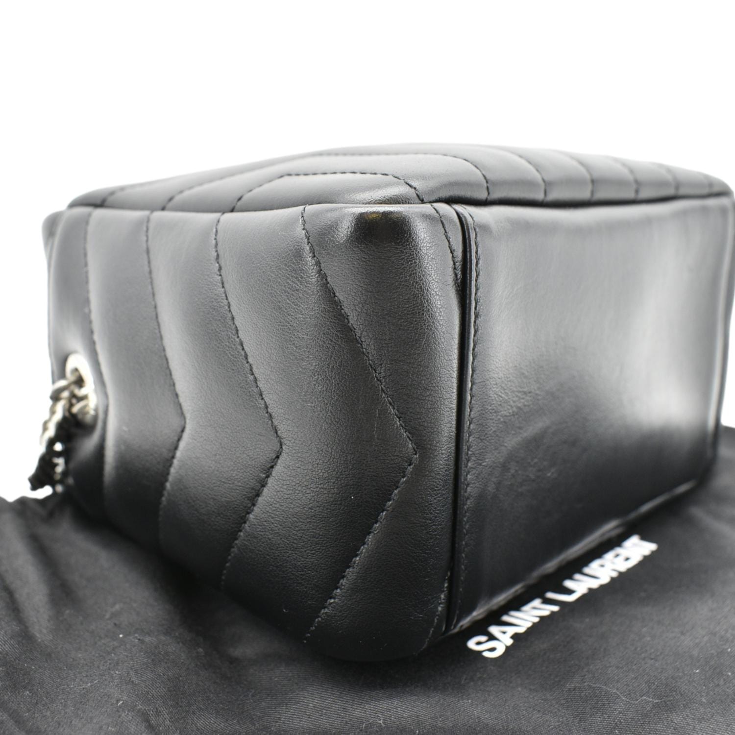 YVES SAINT LAURENT LouLou Bowling Small Quilted Monogram Crossbody Bag Black