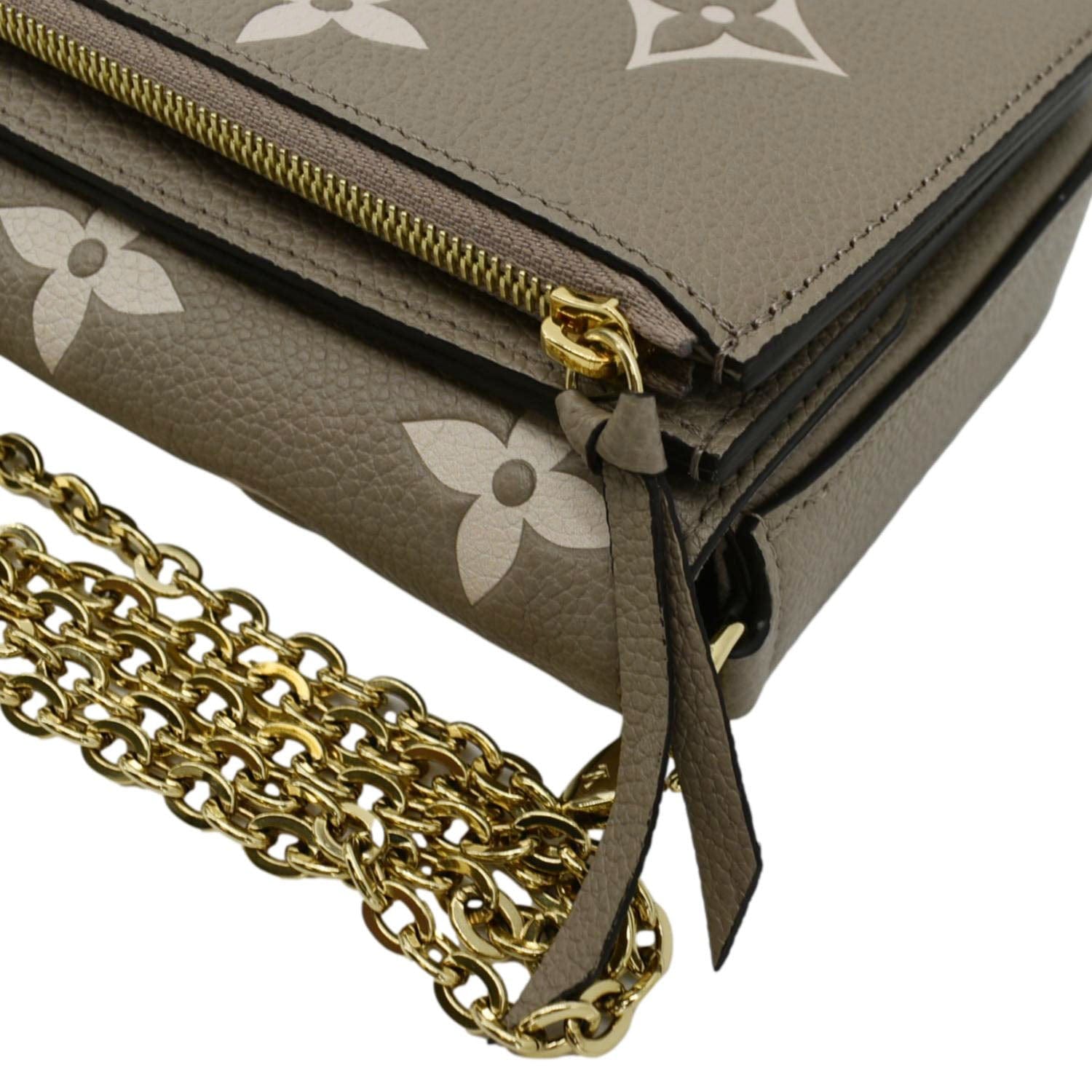 LOUIS VUITTON Felicie Pochette Monogram Empreinte Crossbody Bag Tourterelle/Creme