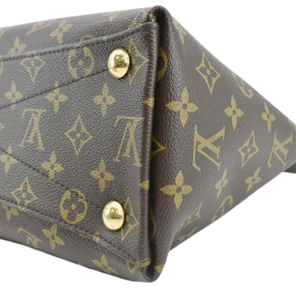 LOUIS VUITTON V MM Monogram Canvas Tote Shoulder Bag Bordeaux
