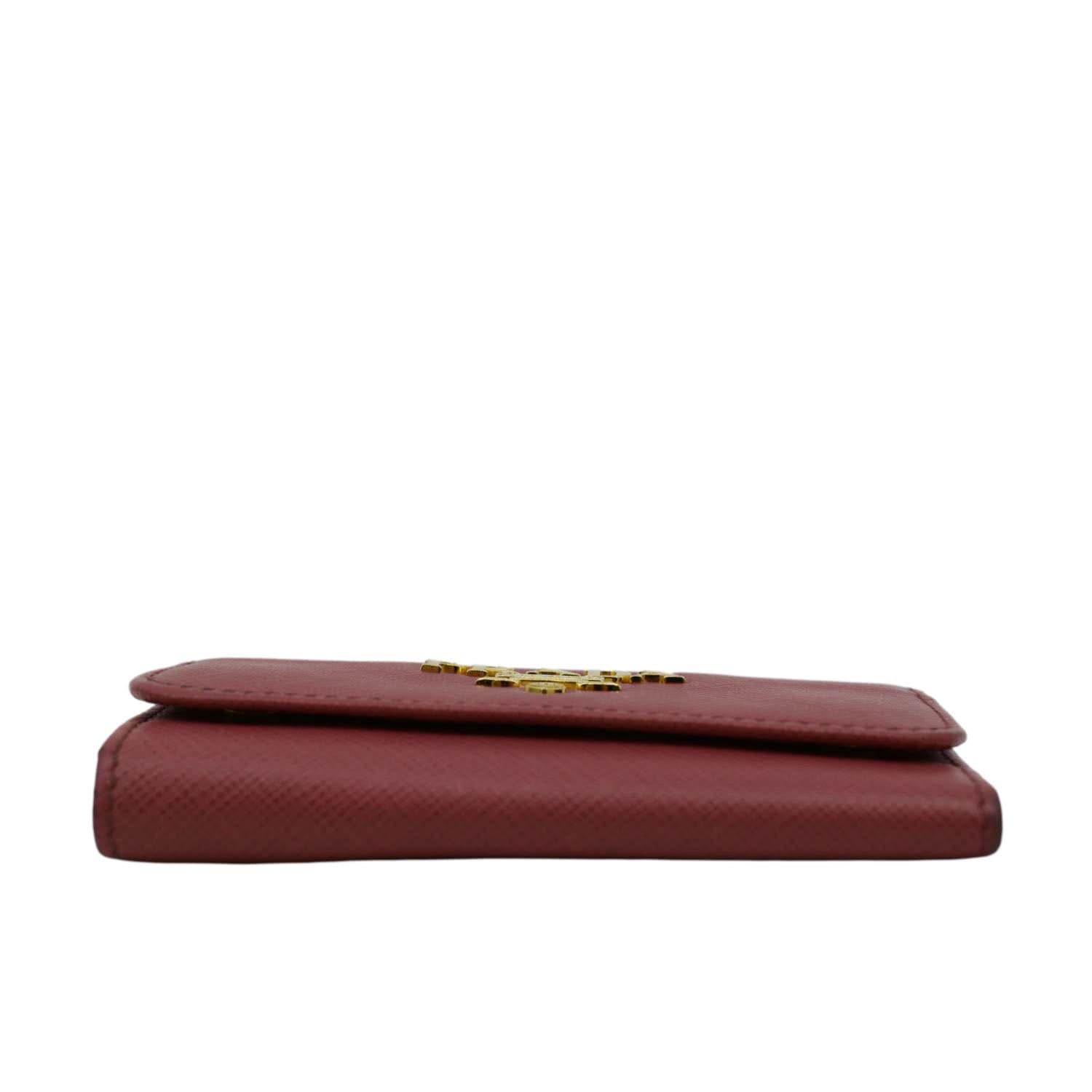 PRADA Small Saffiano Leather Key Holder Pink