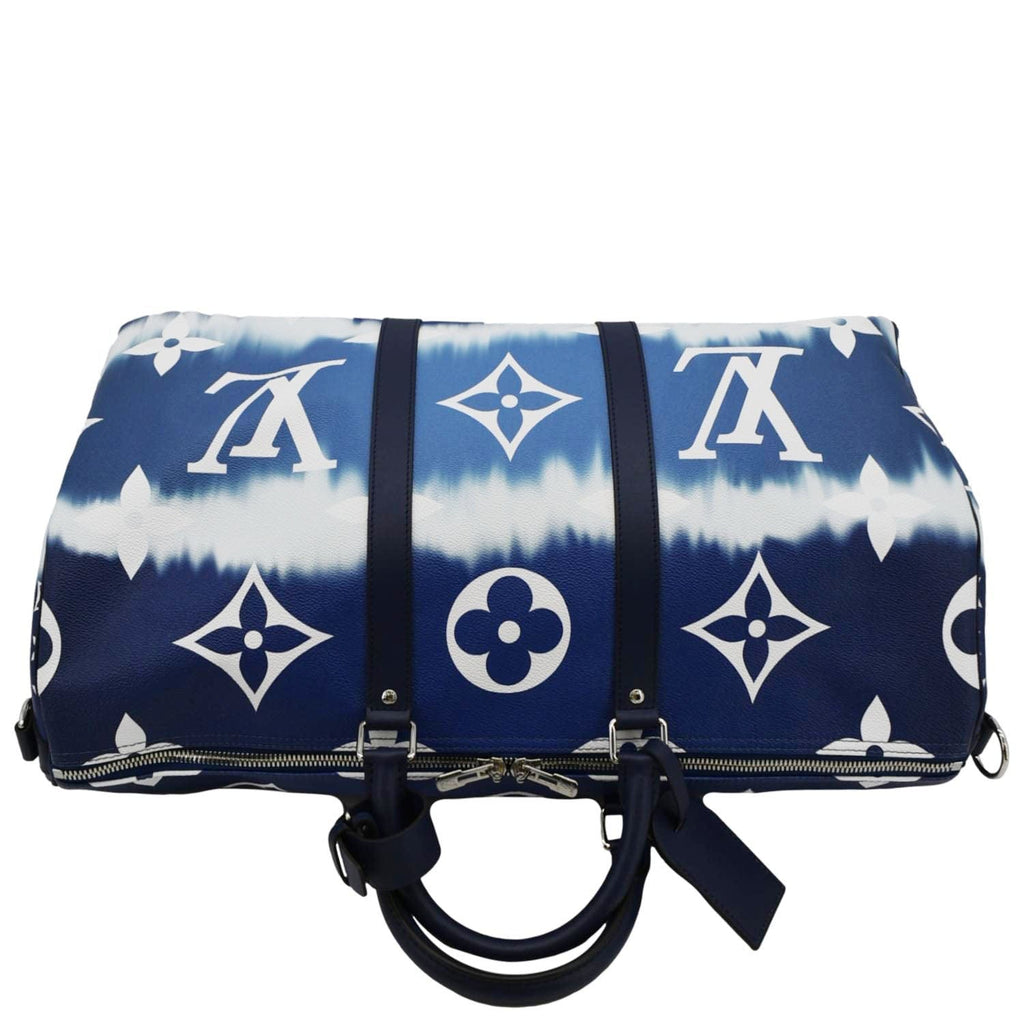 LOUIS VUITTON Keepall 50 Monogram Escale Bandouliere Canvas Travel Bag Blue