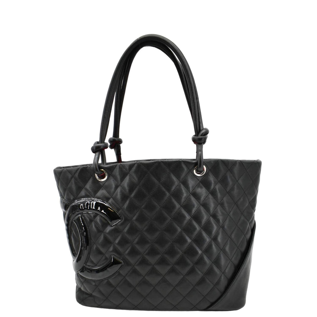 Chanel Cambon Ligne Quilted Leather Tote Bag Black