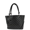 Chanel Cambon Ligne Quilted Leather Tote Bag Black