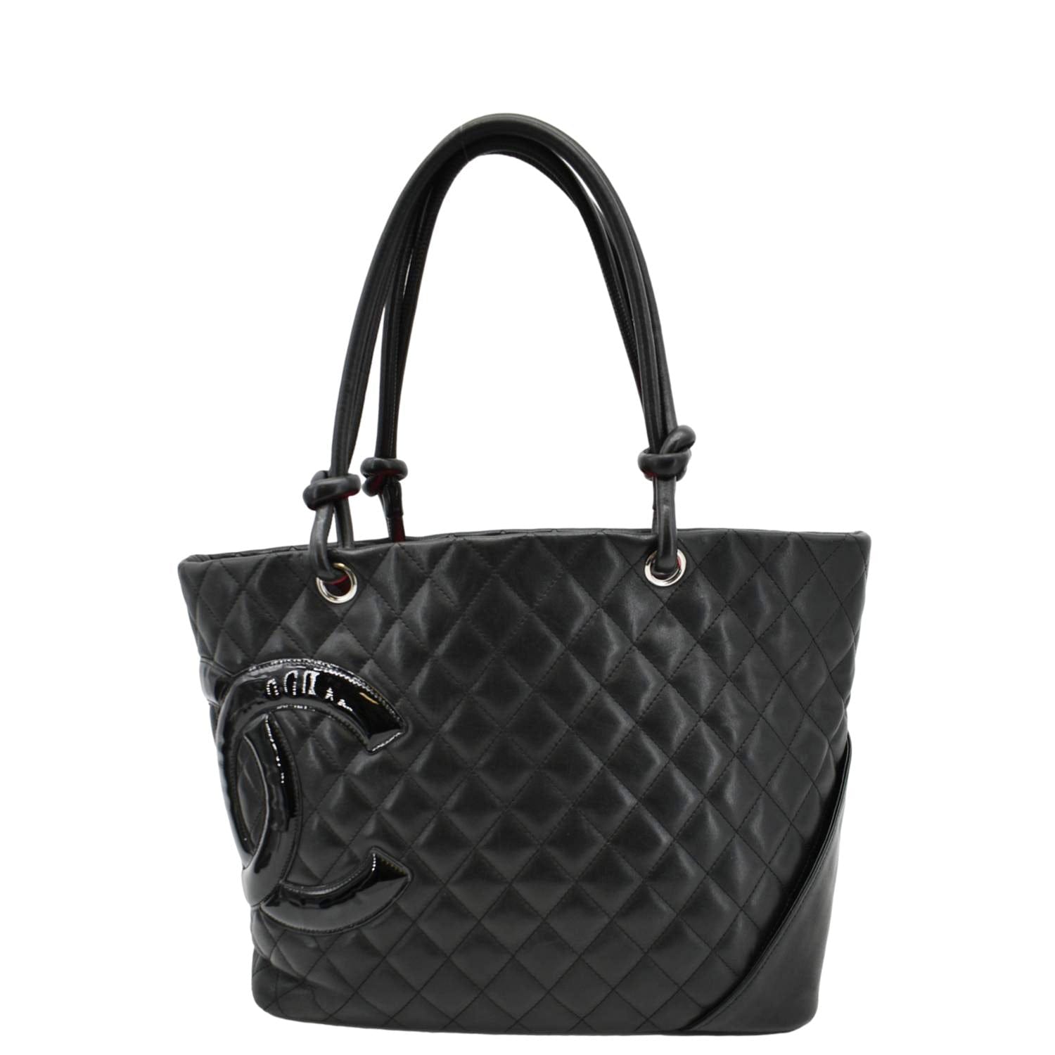 Chanel Cambon Ligne Quilted Leather Tote Bag Black