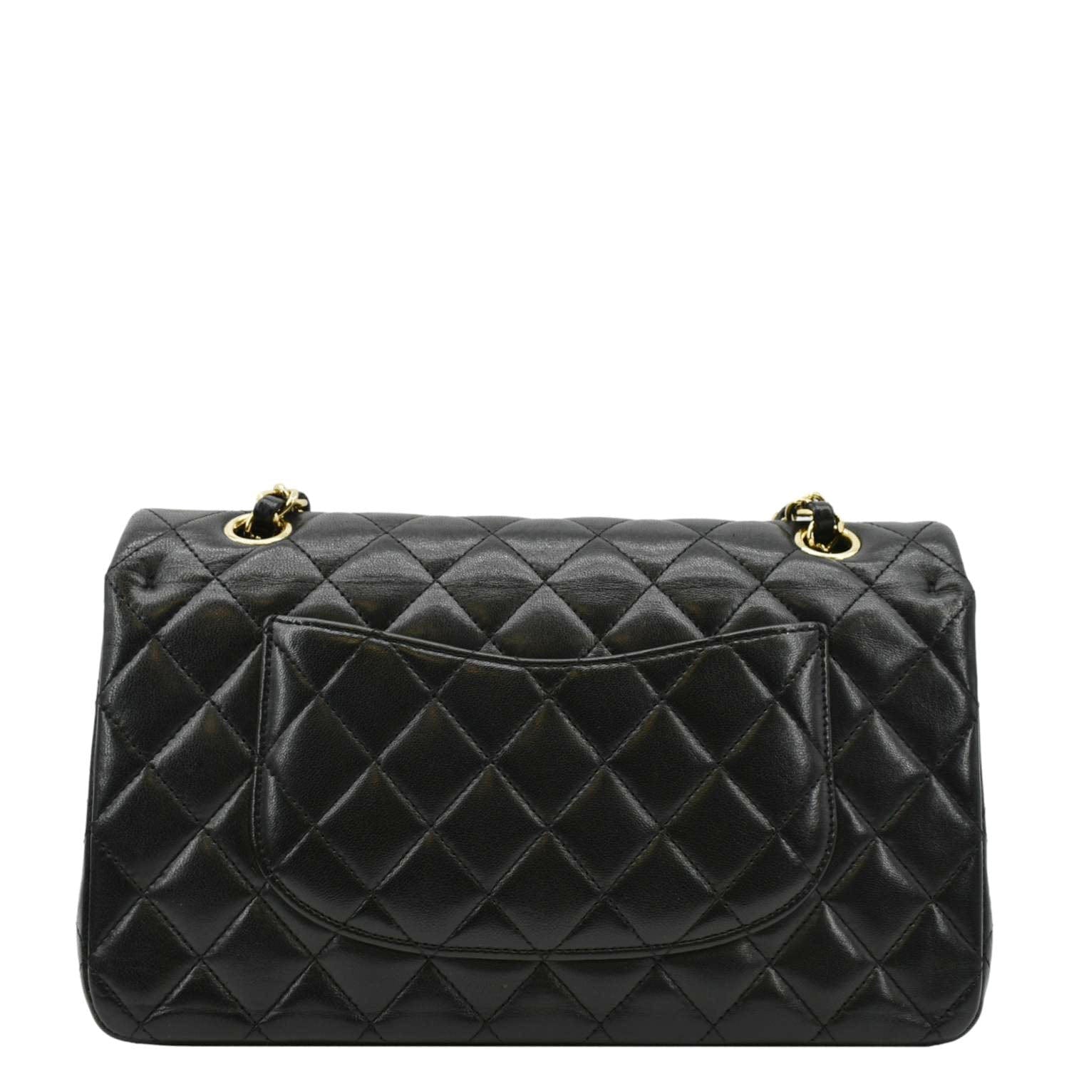Chanel Classic Medium Double Flap Quilted Leather Shoulder Bag Black