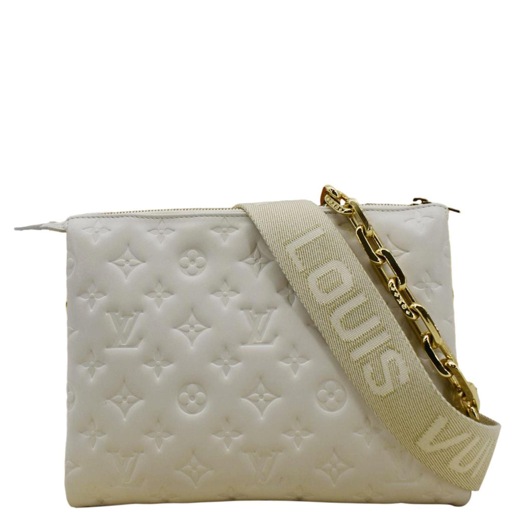 LOUIS VUITTON Coussin PM Monogram Embossed Leather Shoulder Bag White