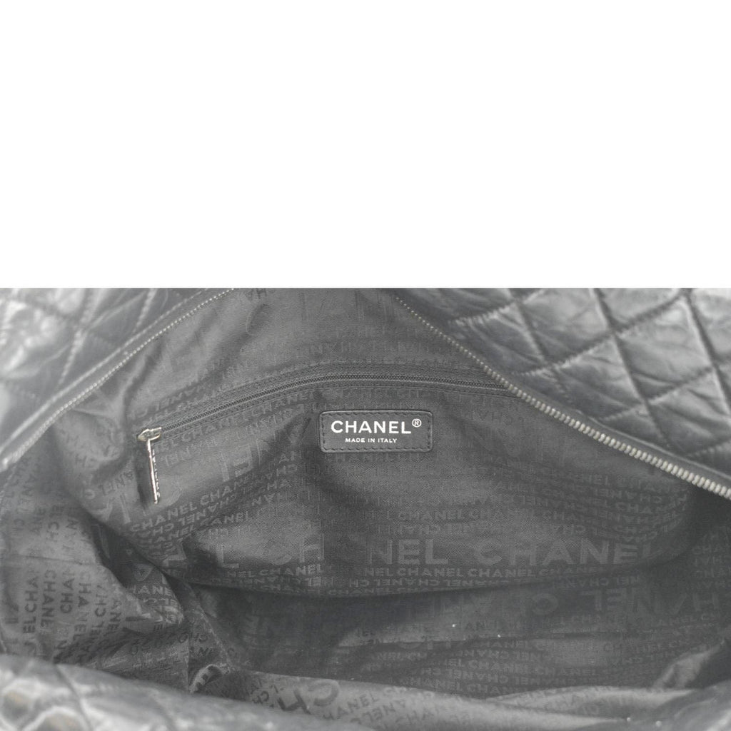 Chanel Distressed  Ligne Braid Calfskin Leather Tote Bag Black