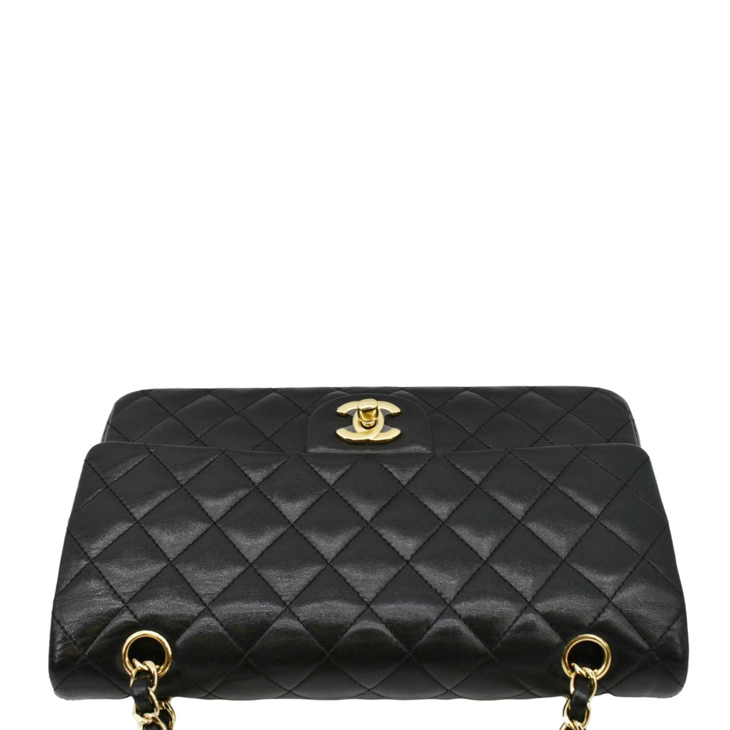 Chanel Classic Medium Double Flap Quilted Leather Shoulder Bag Black