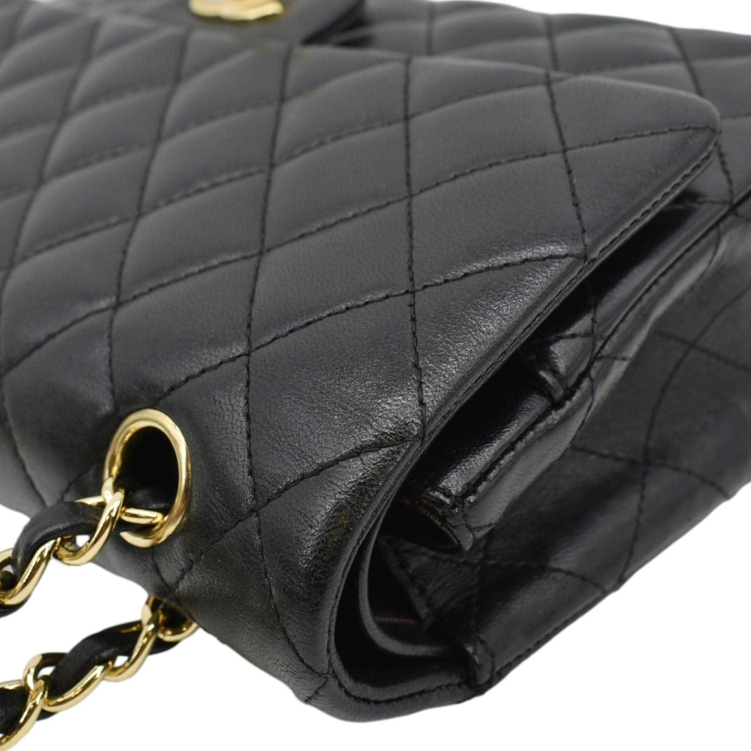 Chanel Classic Medium Double Flap Quilted Leather Shoulder Bag Black