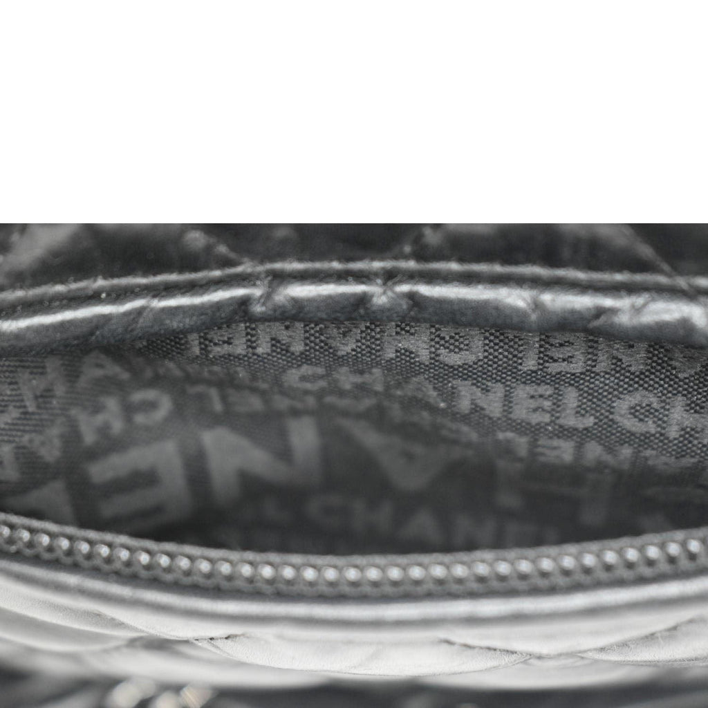 Chanel Distressed  Ligne Braid Calfskin Leather Tote Bag Black