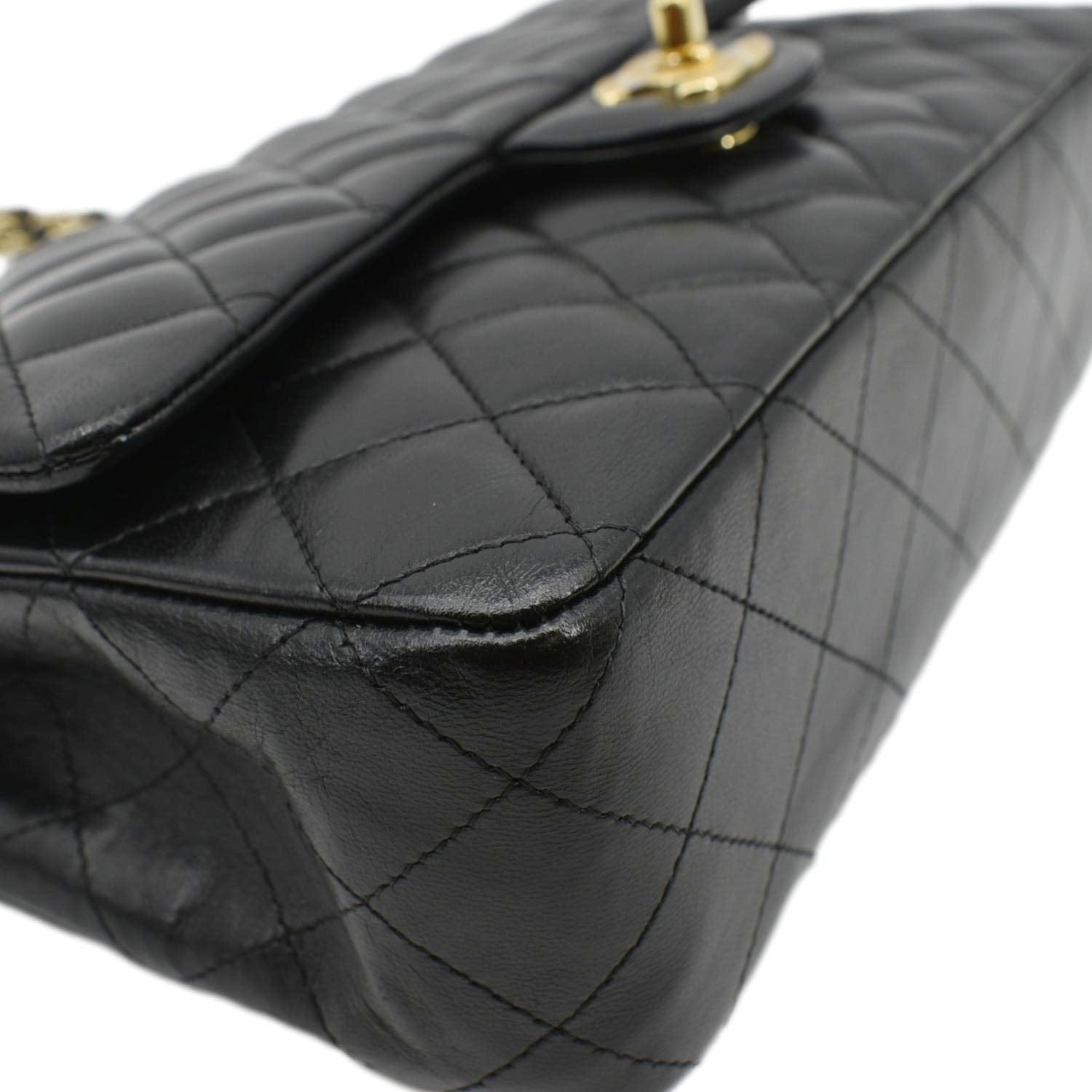 Chanel Classic Medium Double Flap Quilted Leather Shoulder Bag Black