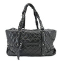 Chanel Distressed  Ligne Braid Calfskin Leather Tote Bag Black